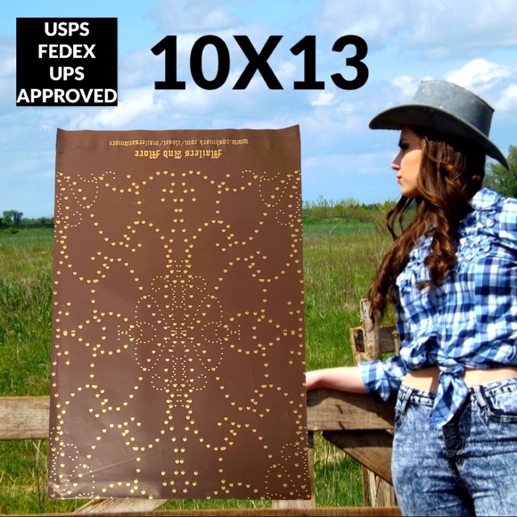 25 10X13 Western Gold Studded Leather Poly Mailers PRICE IS FIRM - Picture 7 of 7